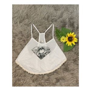 🌻Hollister White Diamond Crop Top Large